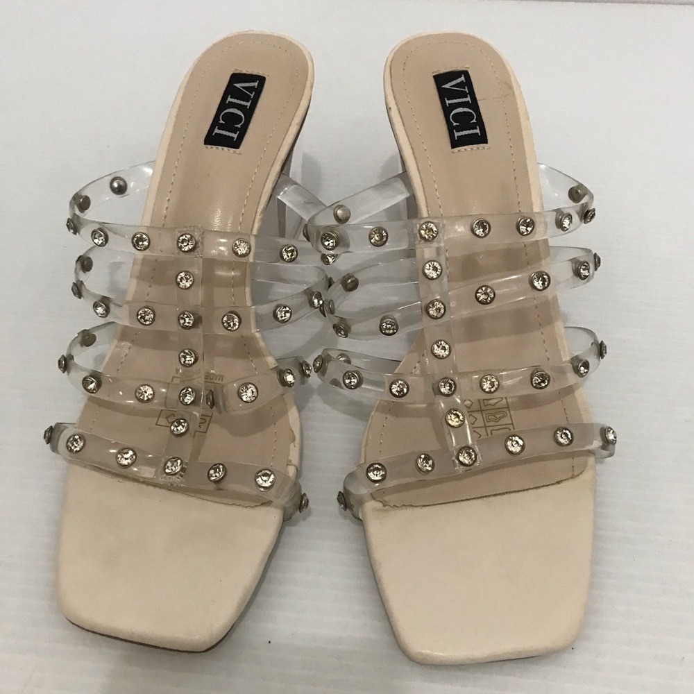 VICI Diamond Vivian Clear Embellished Heeled Sandal Size 9